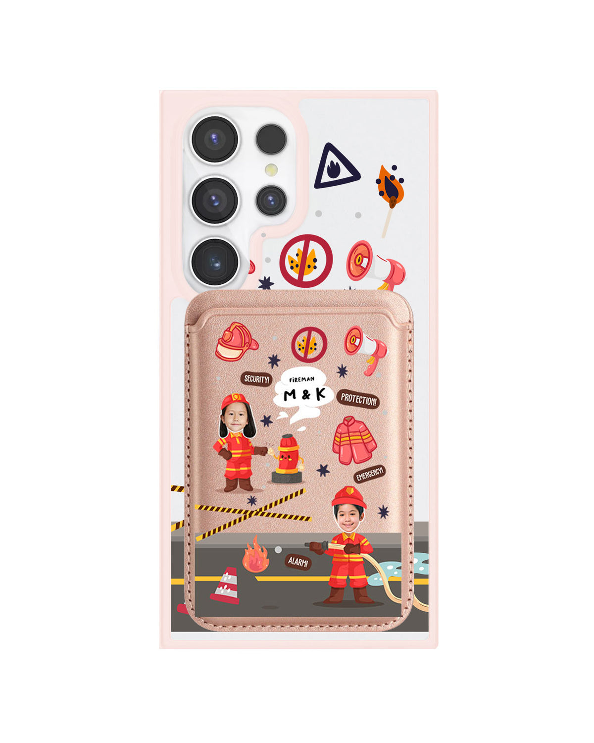 Android Magnetic Wallet Case - Face Grid Dream Firefighter