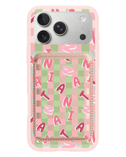 iPhone Magnetic Wallet Case - Checkered Monogram 4.0