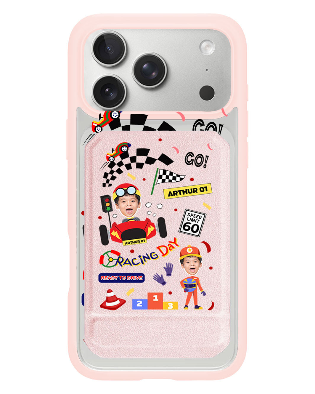iPhone Magnetic Multifold Wallet - Face Grid Dream Racer