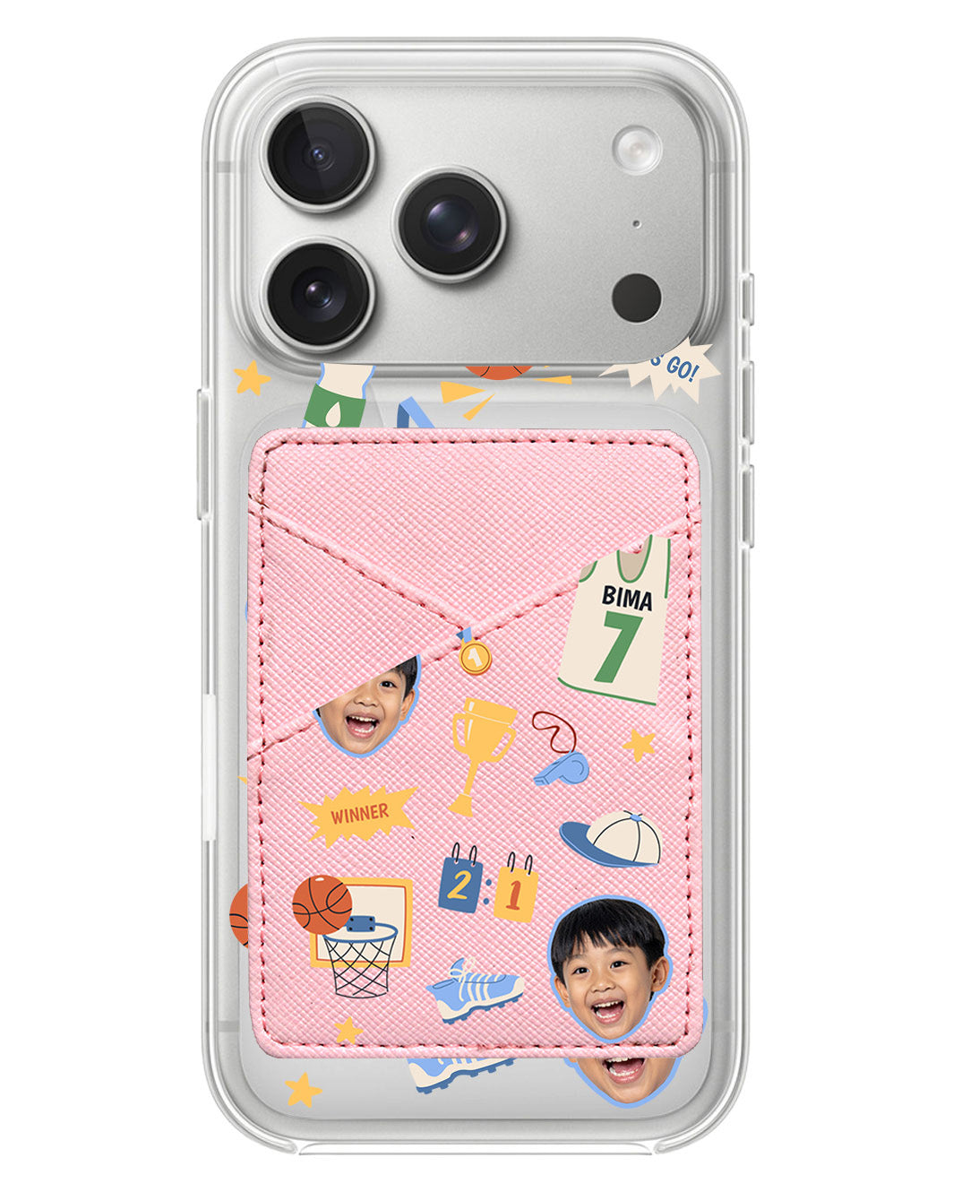 iPhone Phone Wallet Case - Face Grid Basketball