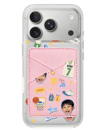 iPhone Phone Wallet Case - Face Grid Basketball