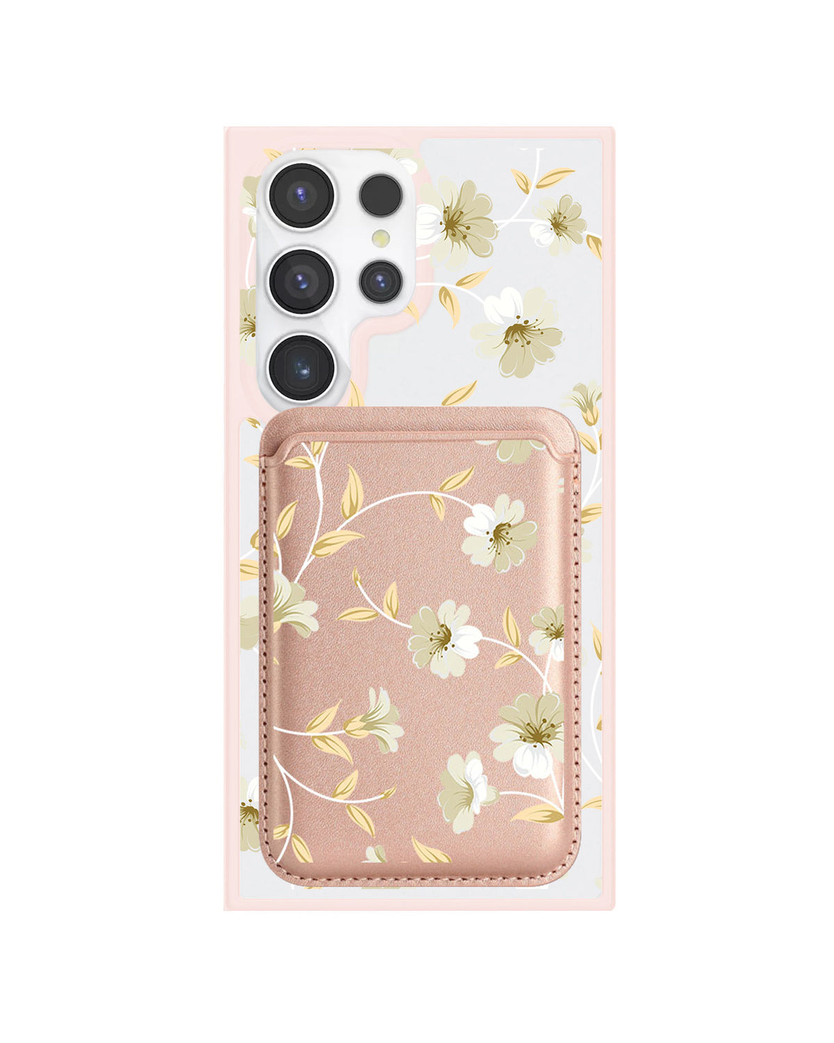 Android Magnetic Wallet Case - White Magnolia