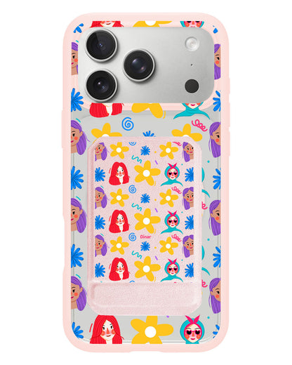 iPhone Magnetic Multifold Wallet - Daisy Faces