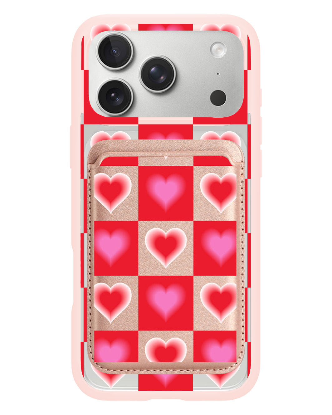 iPhone Magnetic Wallet Case - Love Checkered