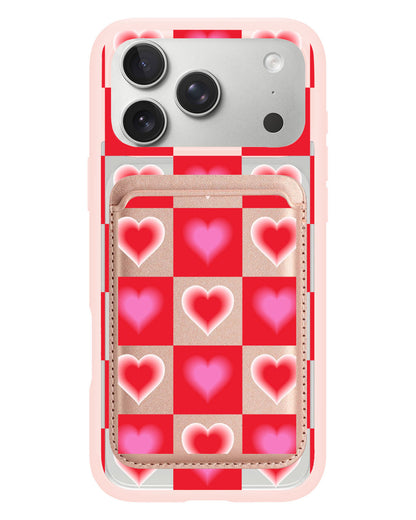 iPhone Magnetic Wallet Case - Love Checkered