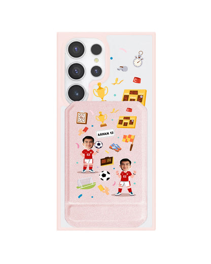Android Magnetic Multifold Wallet - Face Grid Dream Soccer