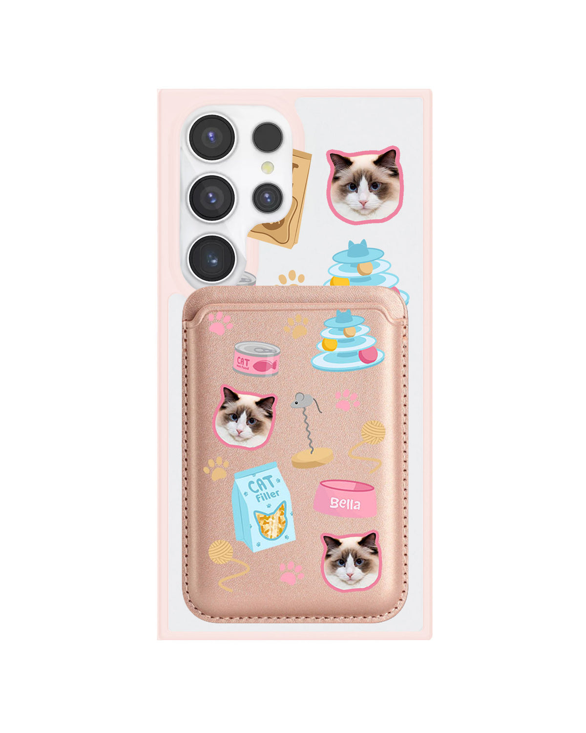 Android Magnetic Wallet Case - Pet Grid Kitty Playtime