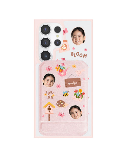 Android Magnetic Multifold Wallet - Face Grid Spring Bloom