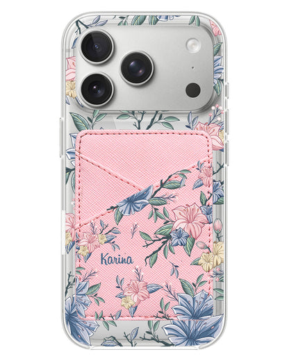 iPhone Phone Wallet Case - Pink & Blue Floral