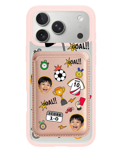 iPhone Magnetic Wallet Case - Face Grid Soccer