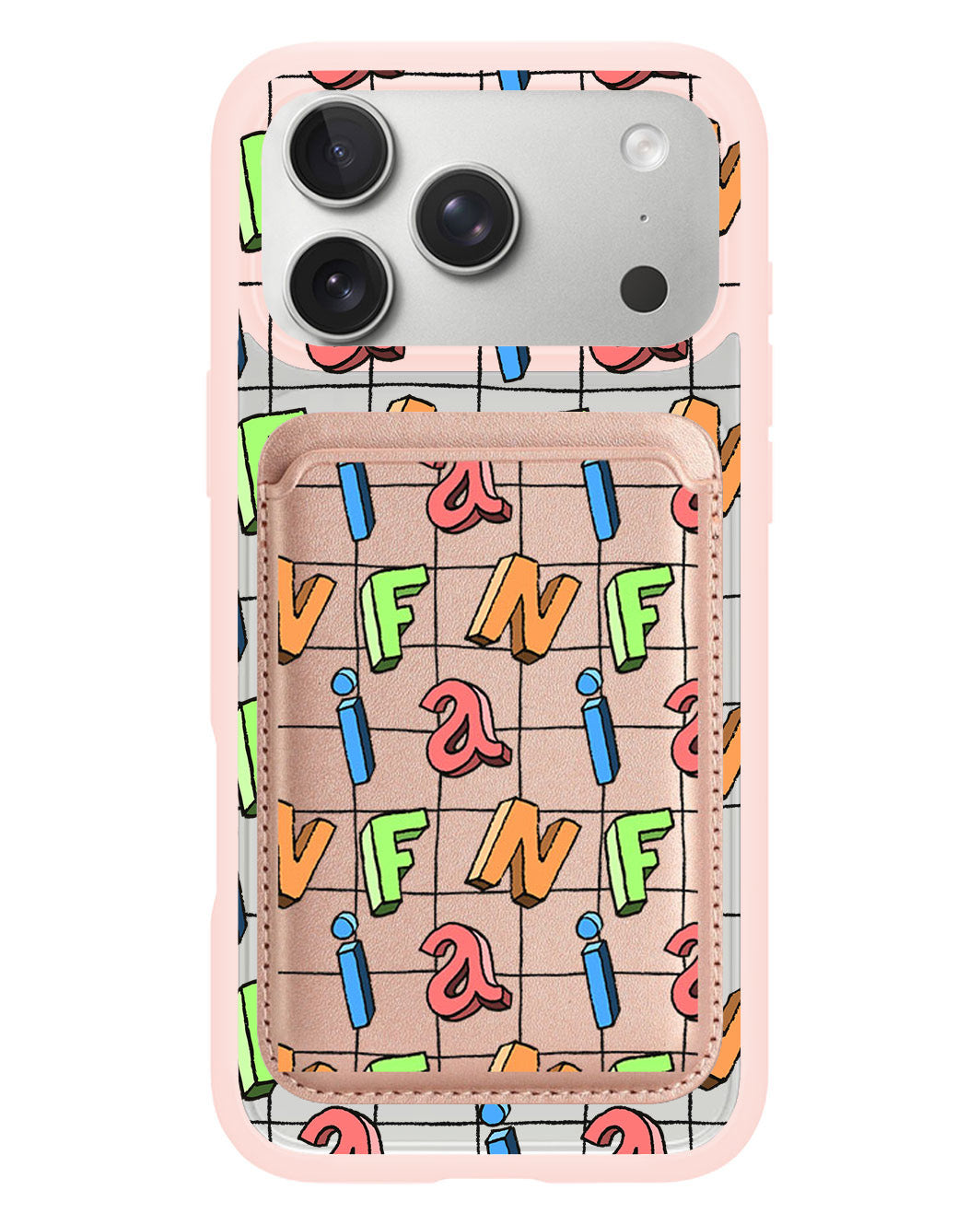 iPhone Magnetic Wallet Case - Playful Monogram