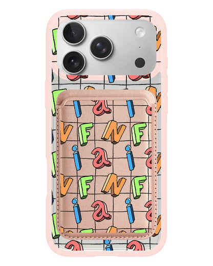 iPhone Magnetic Wallet Case - Playful Monogram