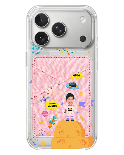 iPhone Phone Wallet Case - Face Grid Dream Astronaut