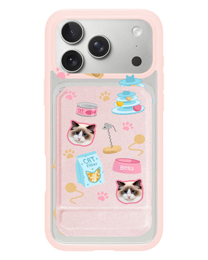 iPhone Magnetic Multifold Wallet - Pet Grid Kitty Playtime