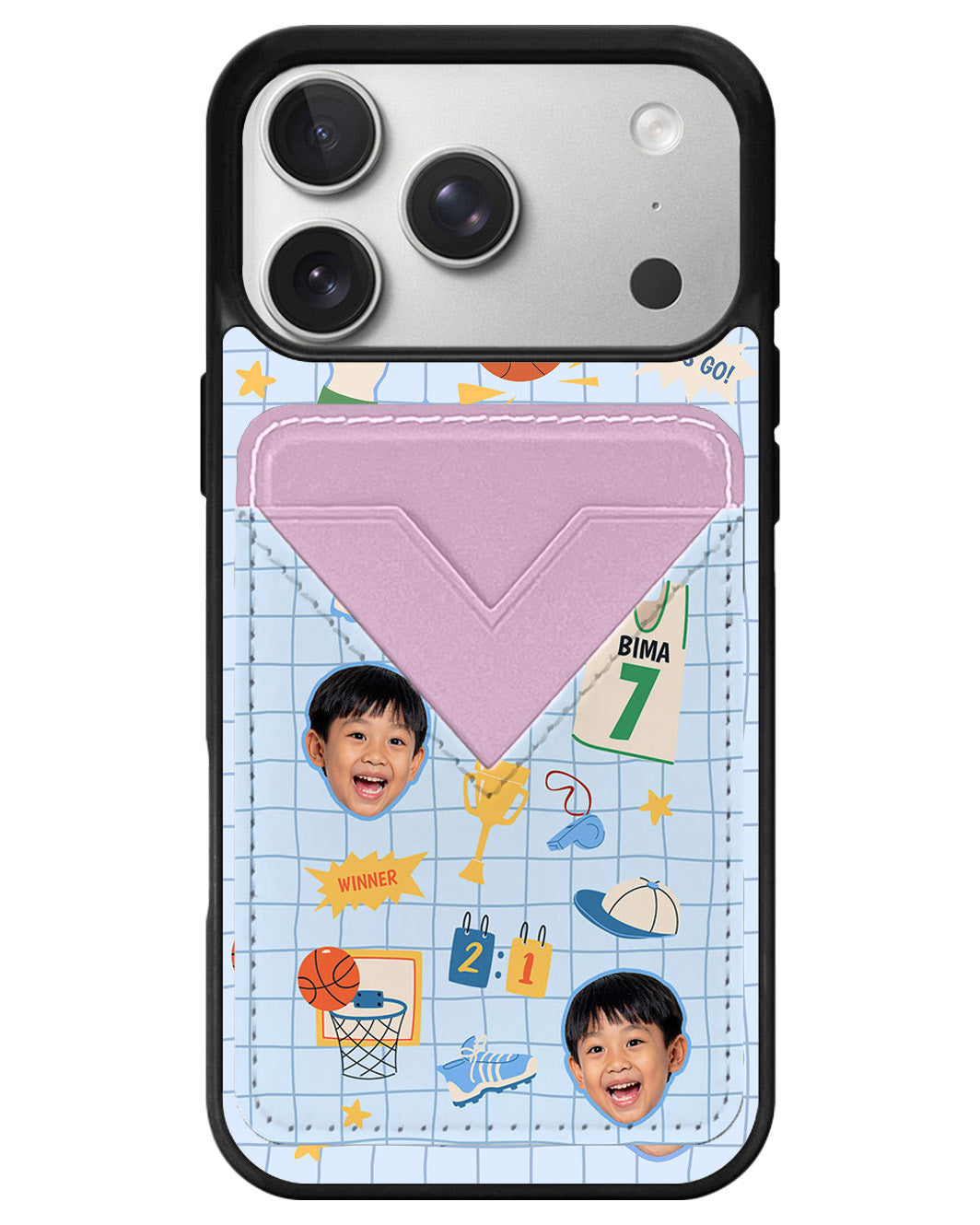 iPhone Avant Wallet Case - Face Grid Basketball