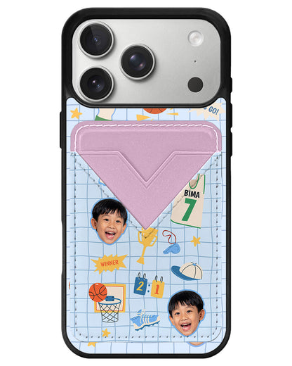 iPhone Avant Wallet Case - Face Grid Basketball