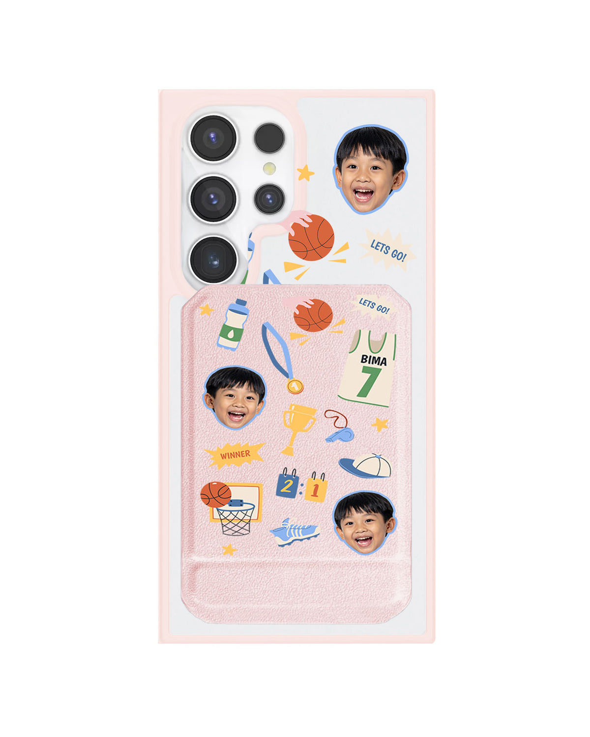 Android Magnetic Multifold Wallet - Face Grid Basketball