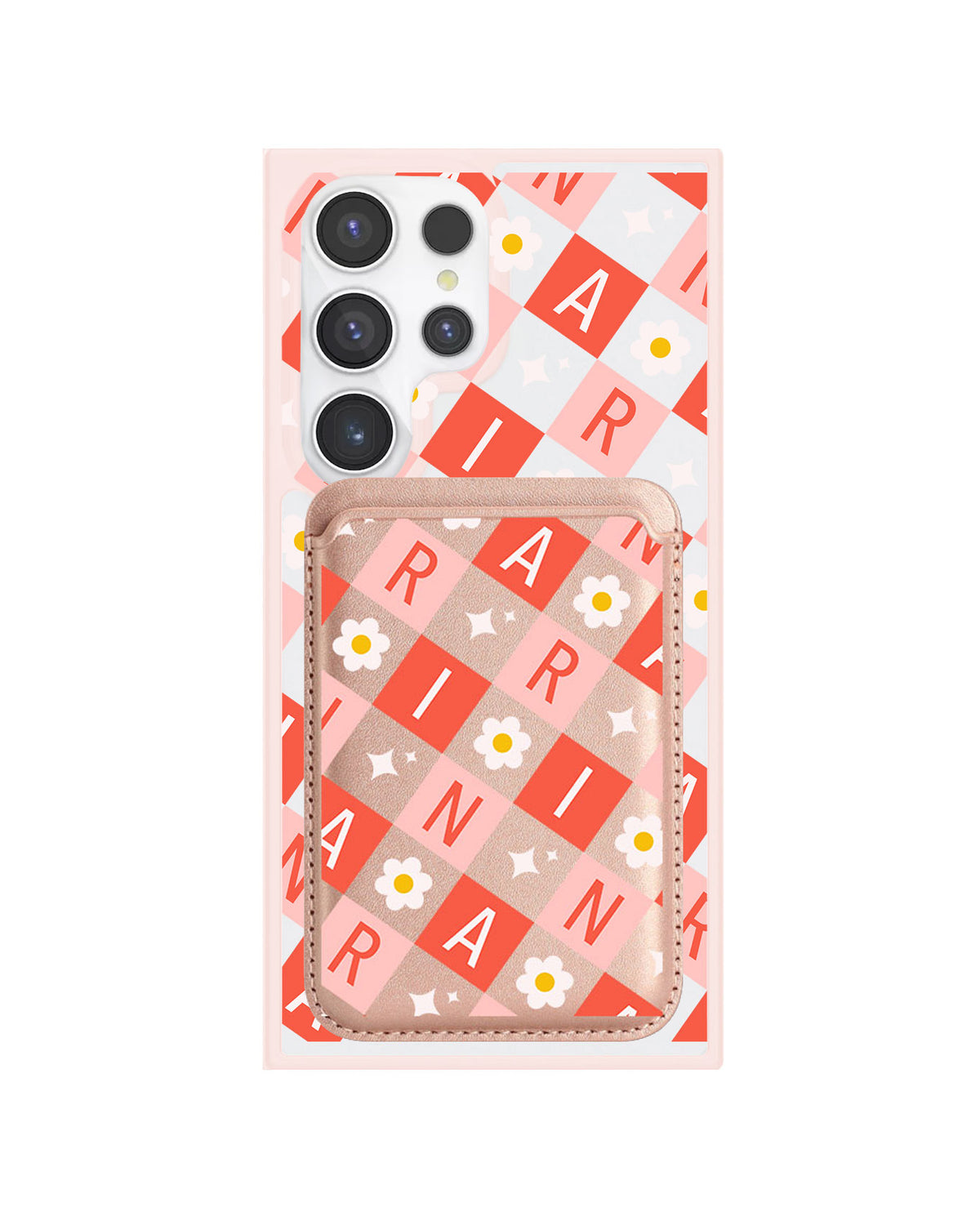 Android Magnetic Wallet Case - Flower Grid Monogram 2.0