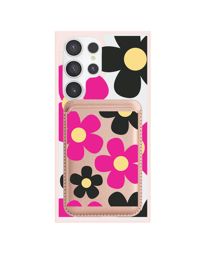 Android Magnetic Wallet Case - Daisy Hot Pink