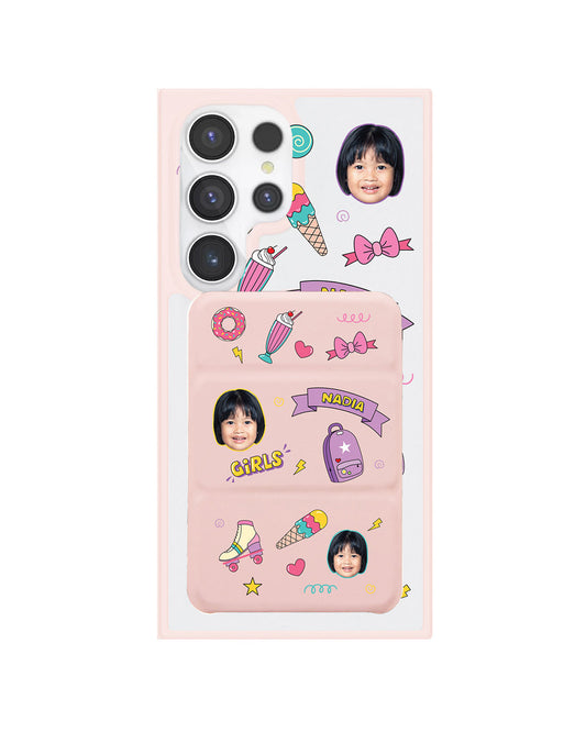 Android Magnetic Trifold Wallet Case - Face Grid Comic