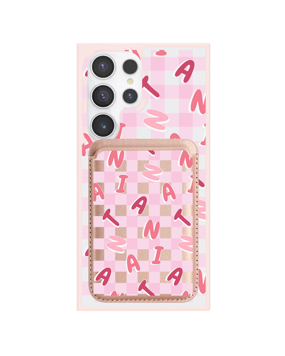 Android Magnetic Wallet Case - Checkered Monogram 1.0