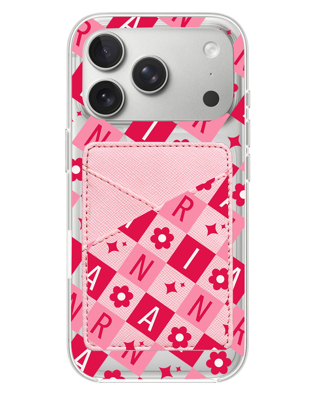 iPhone Phone Wallet Case - Flower Grid Monogram 1.0