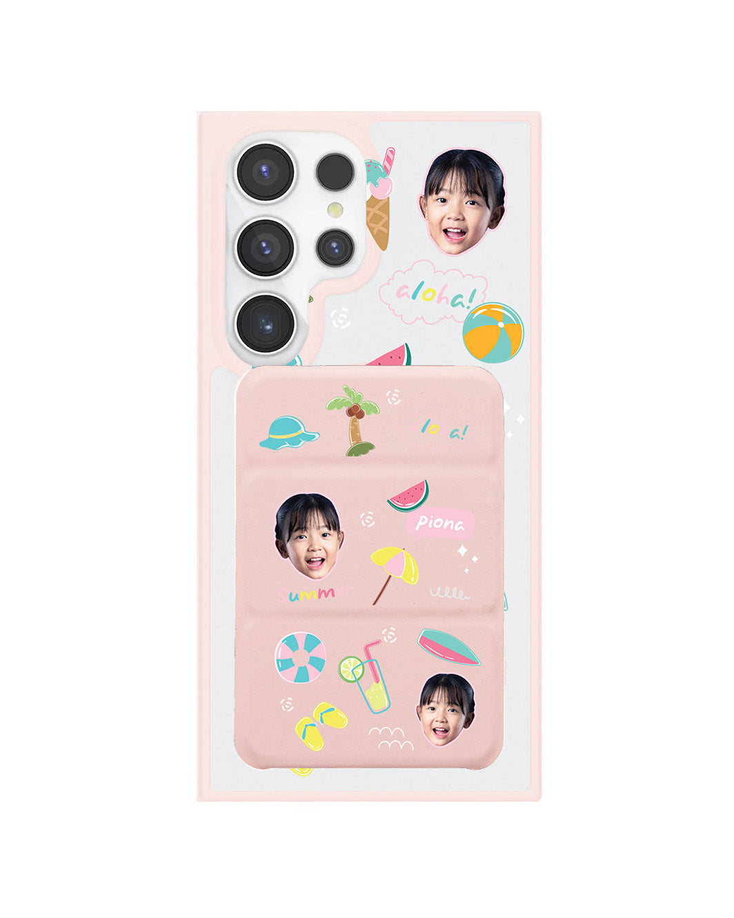 Android Magnetic Trifold Wallet Case - Face Grid Summer