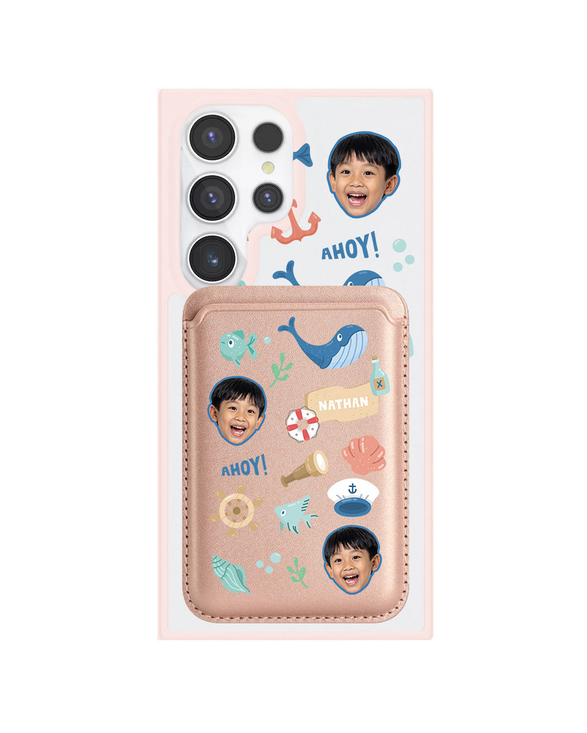 Android Magnetic Wallet Case - Face Grid Sailor