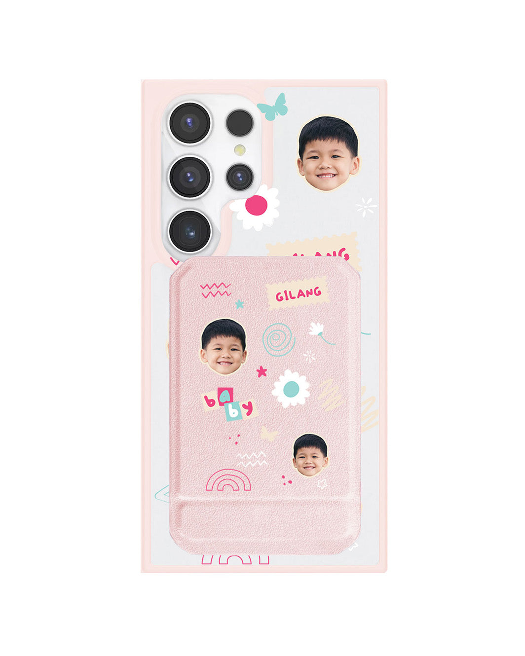 Android Magnetic Multifold Wallet - Face Grid Abstract