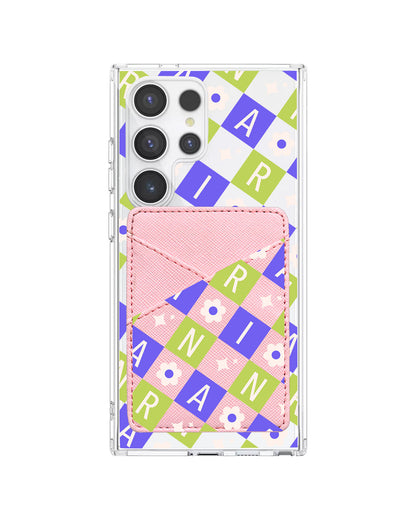 Android Phone Wallet Case - Flower Grid Monogram 5.0