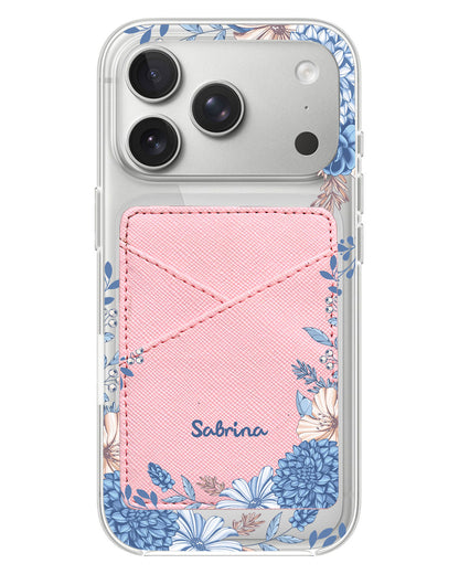 iPhone Phone Wallet Case - Blue Florals