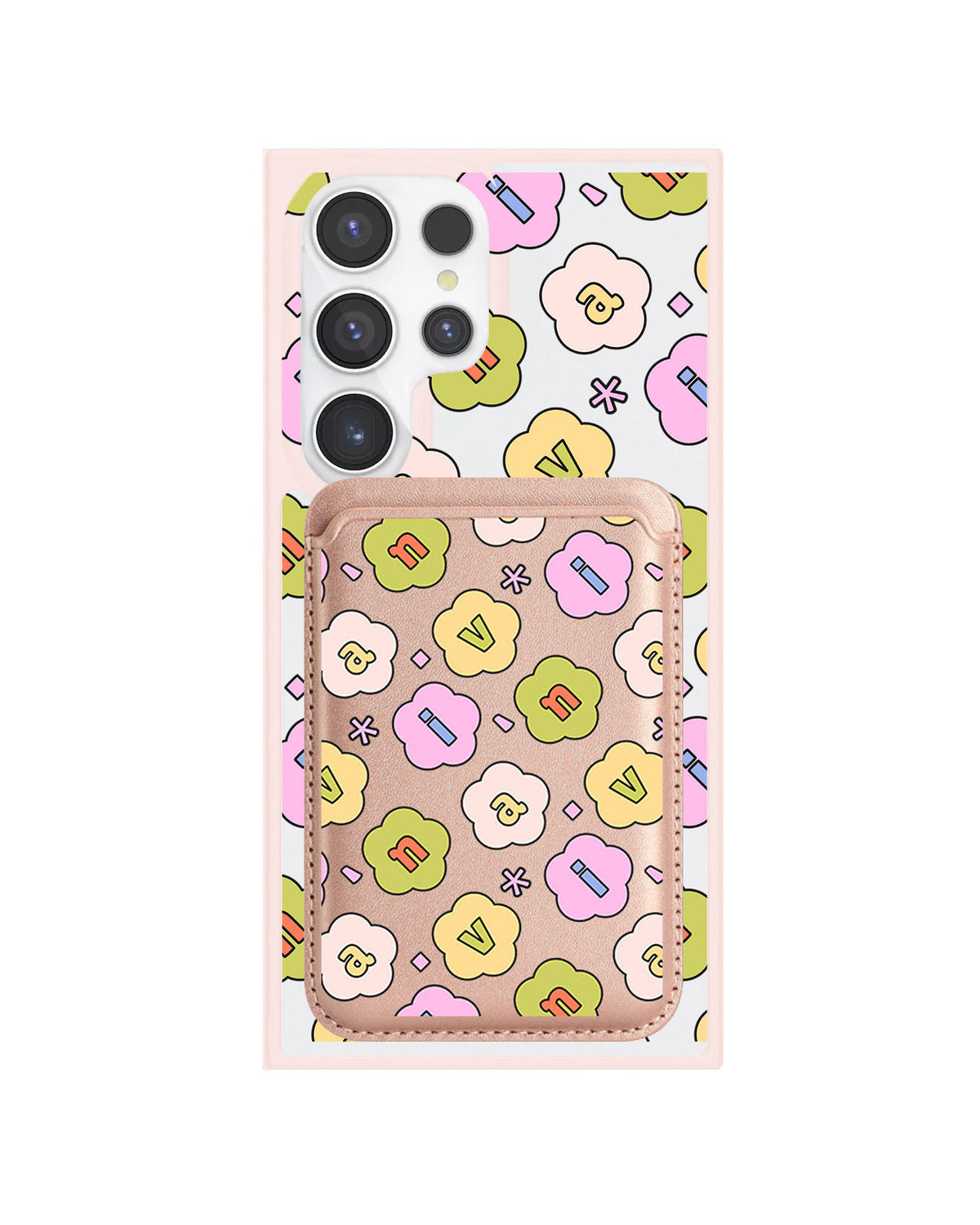 Android Magnetic Wallet Case - Flower Petals Monogram 1.0