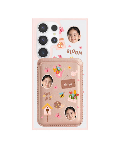 Android Magnetic Wallet Case - Face Grid Spring Bloom