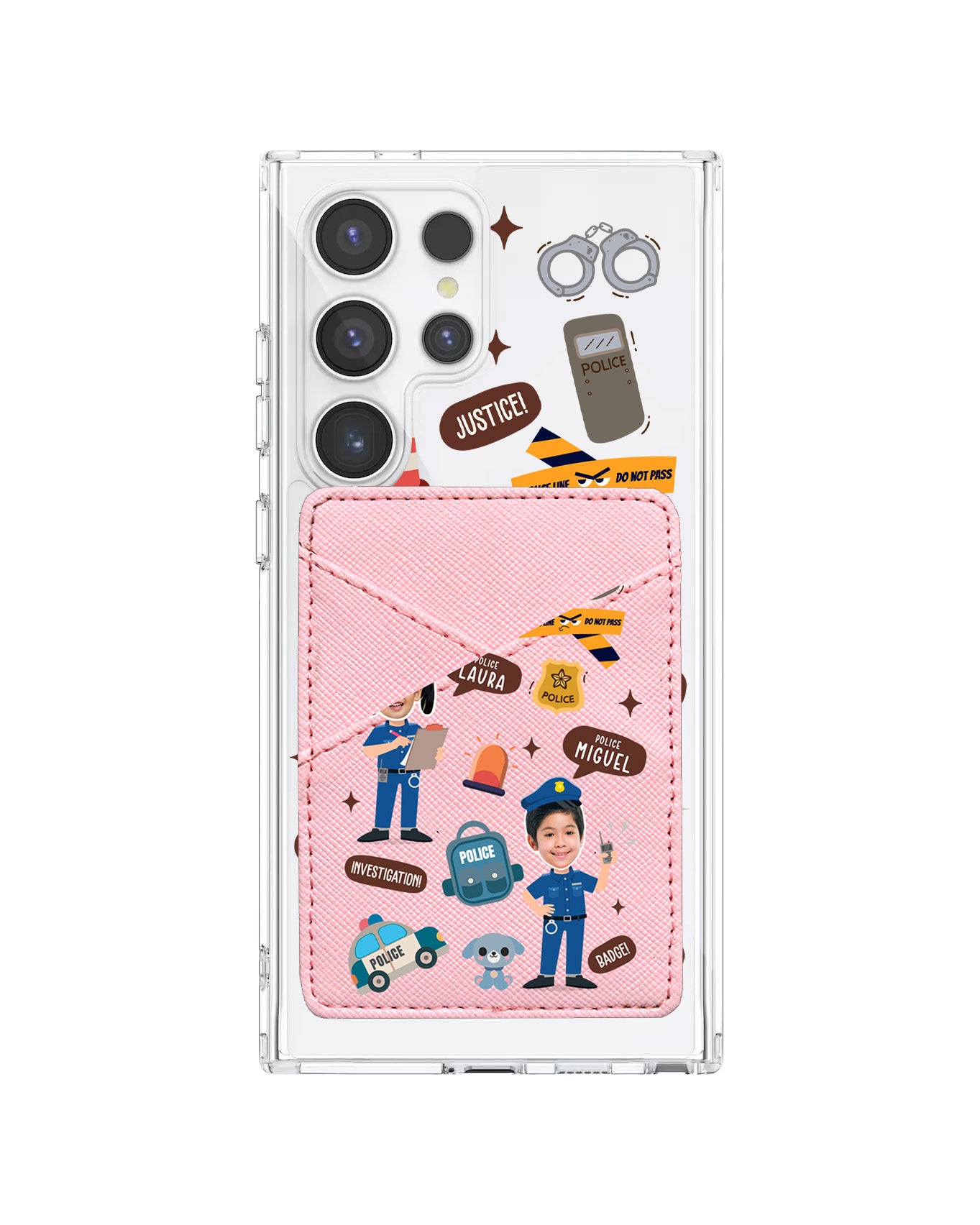 Android Phone Wallet Case - Face Grid Dream Police