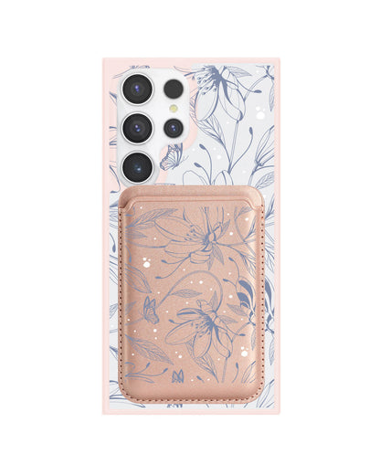 Android Magnetic Wallet Case - Sketchy Flower & Butterfly 2.0