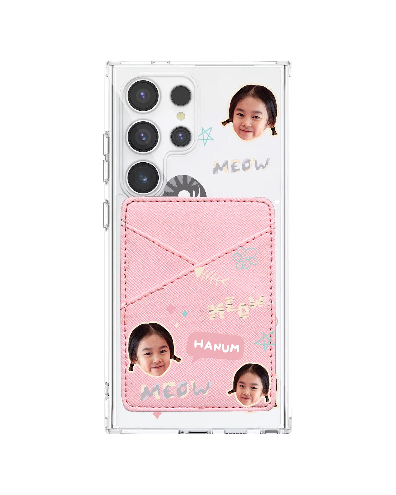 Android Phone Wallet Case - Face Grid Kitty