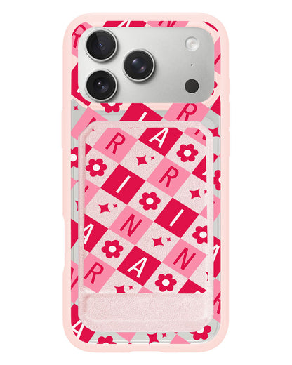 iPhone Magnetic Multifold Wallet - Flower Grid Monogram 1.0