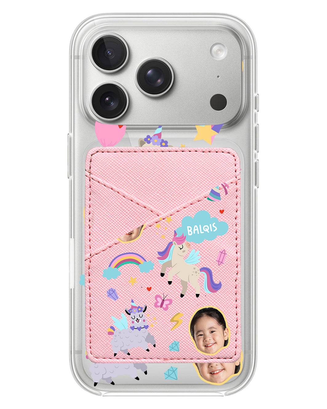 iPhone Phone Wallet Case - Face Grid Unicorn