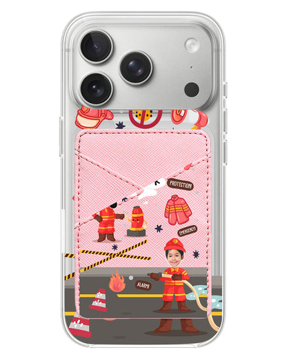 iPhone Phone Wallet Case - Face Grid Dream Firefighter