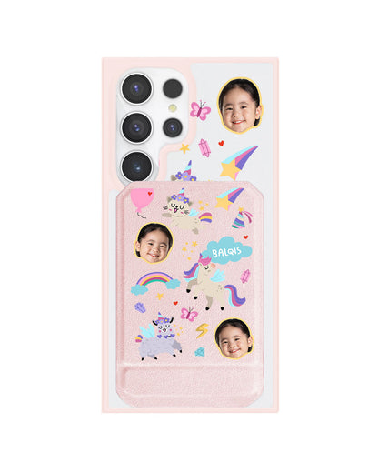 Android Magnetic Multifold Wallet - Face Grid Unicorn