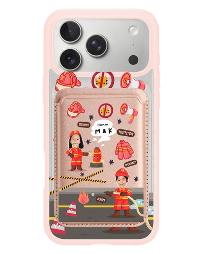 iPhone Magnetic Wallet Case - Face Grid Dream Firefighter