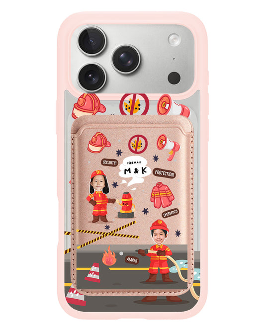 iPhone Magnetic Wallet Case - Face Grid Dream Firefighter