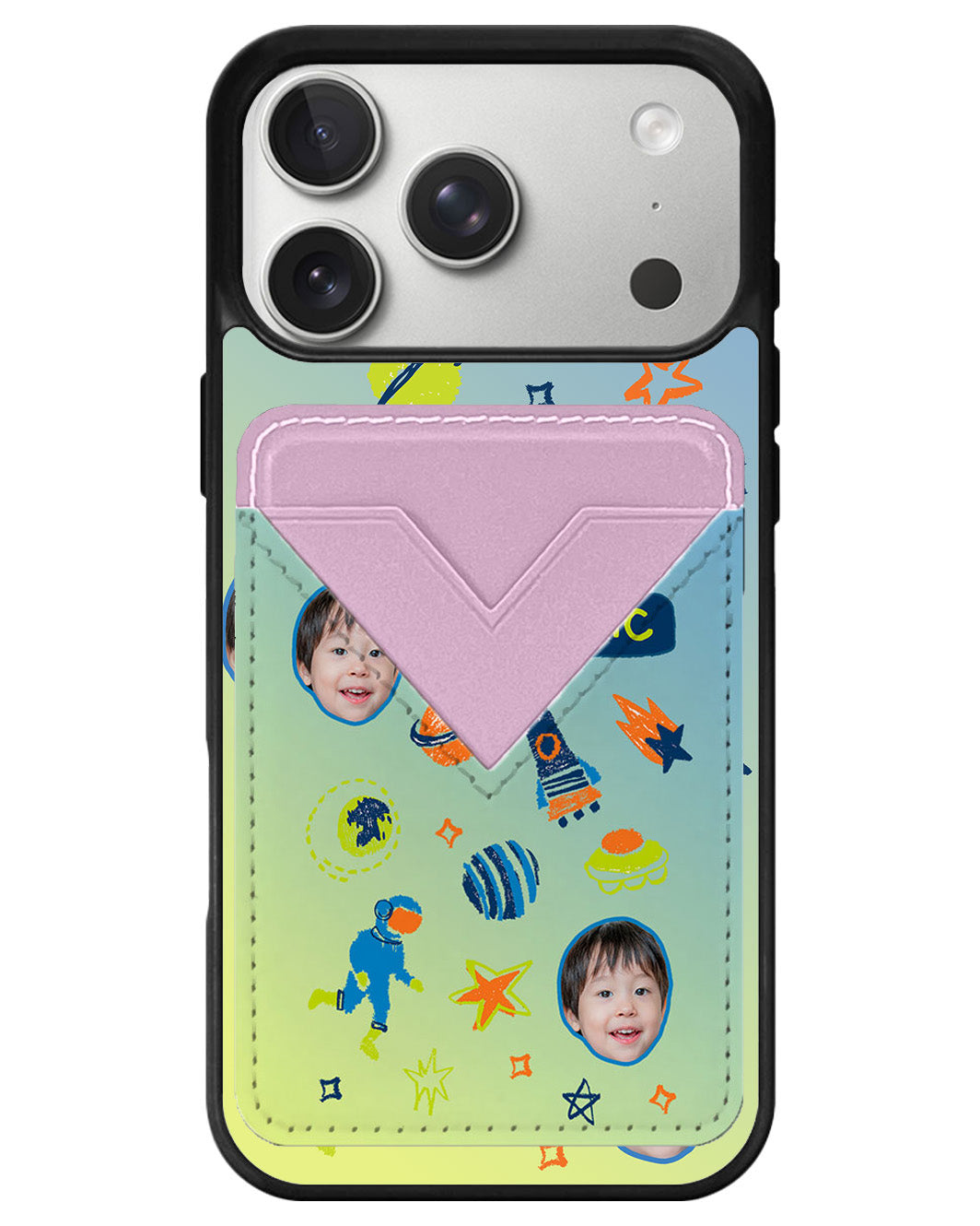 iPhone Avant Wallet Case - Face Grid Galaxy
