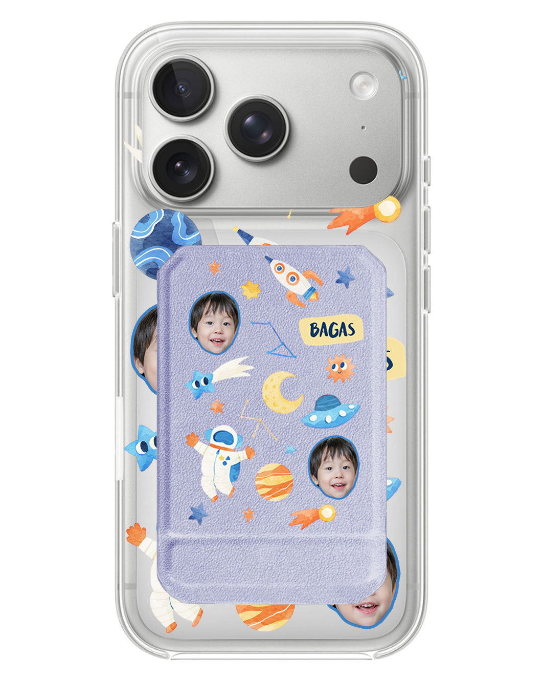 iPhone Magnetic Multifold Wallet - Face Grid Astronout
