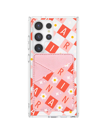 Android Phone Wallet Case - Flower Grid Monogram 2.0