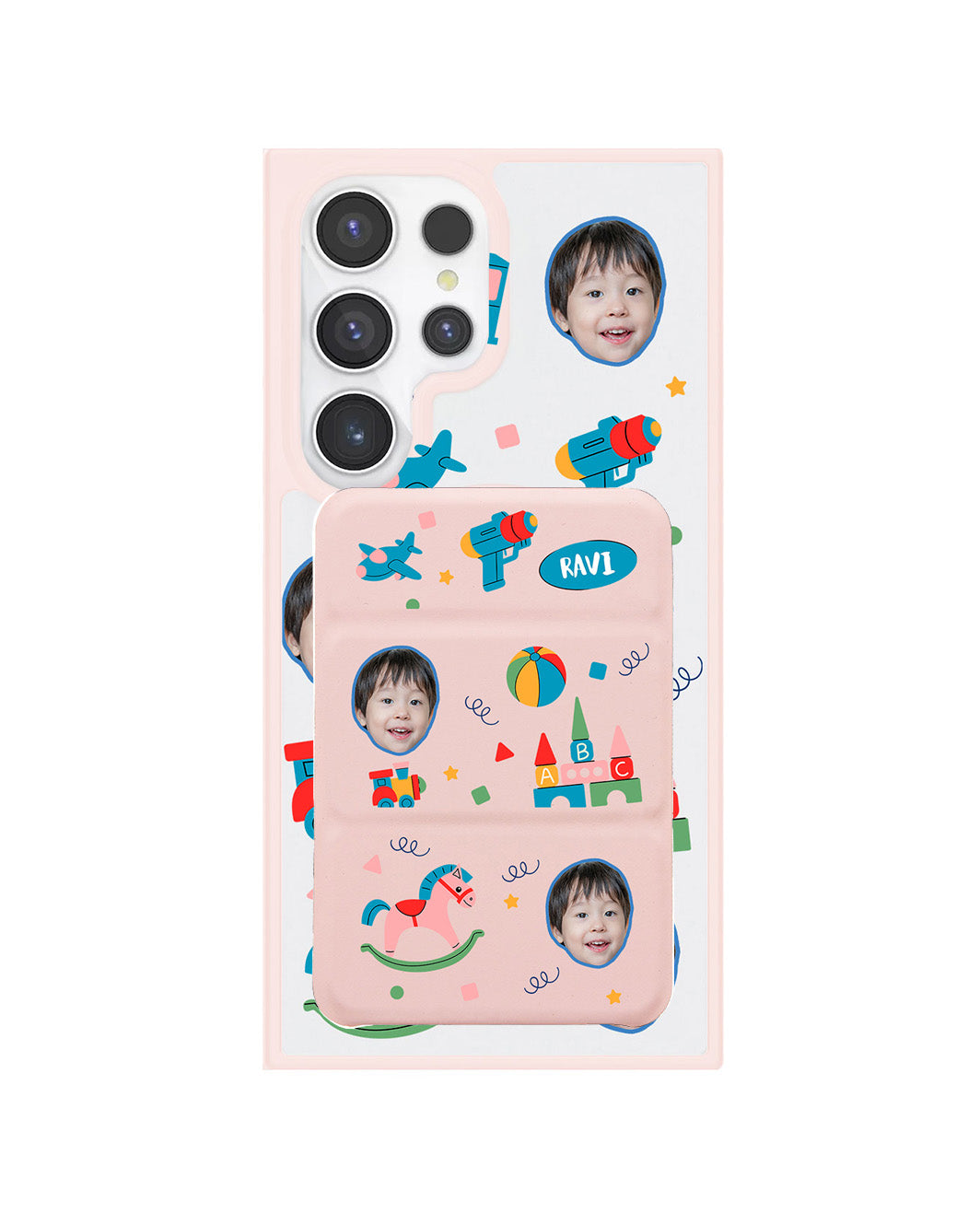 Android Magnetic Trifold Wallet Case - Face Grid Boy's Toys