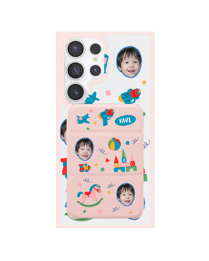 Android Magnetic Trifold Wallet Case - Face Grid Boy's Toys