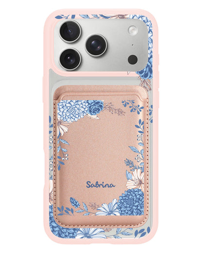 iPhone Magnetic Wallet Case - Blue Florals