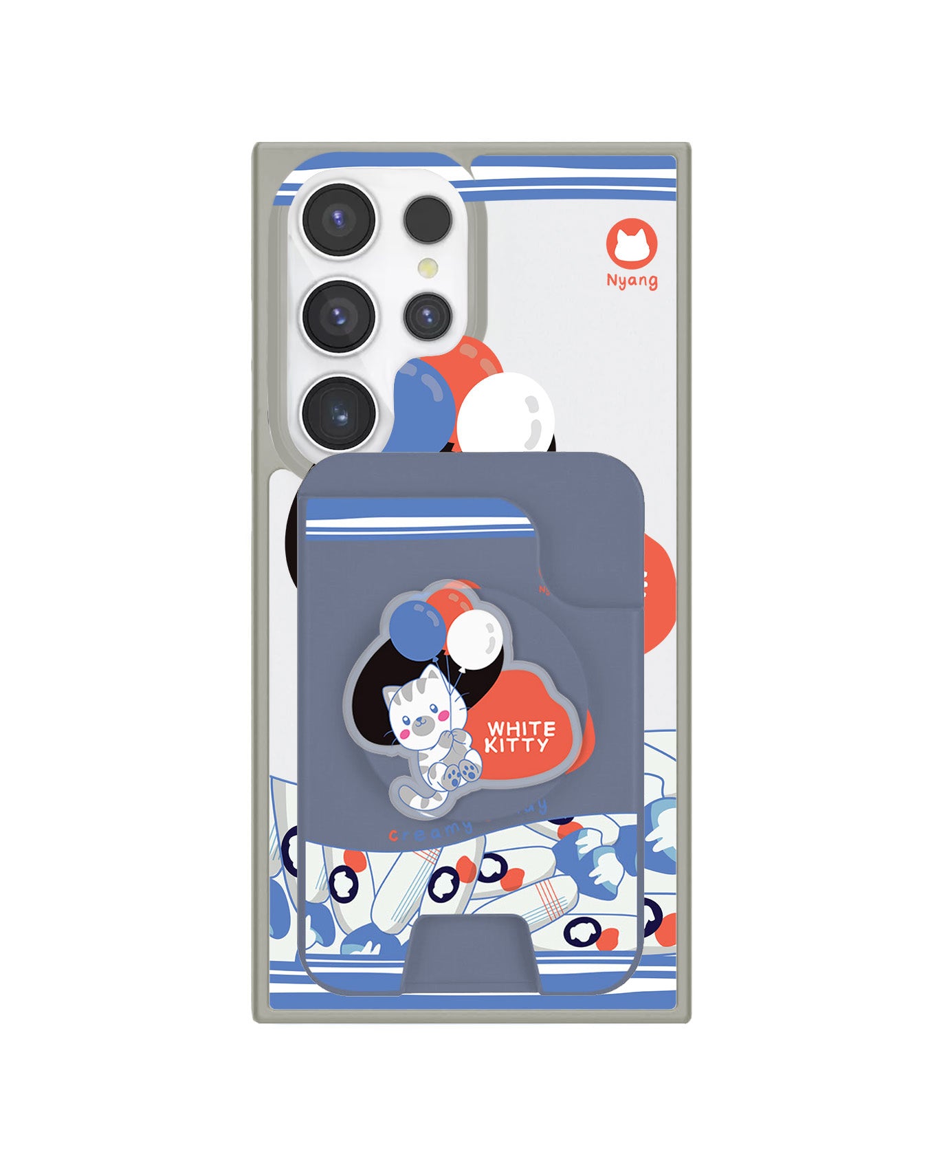 Android Magpop Wallet - White Kitty