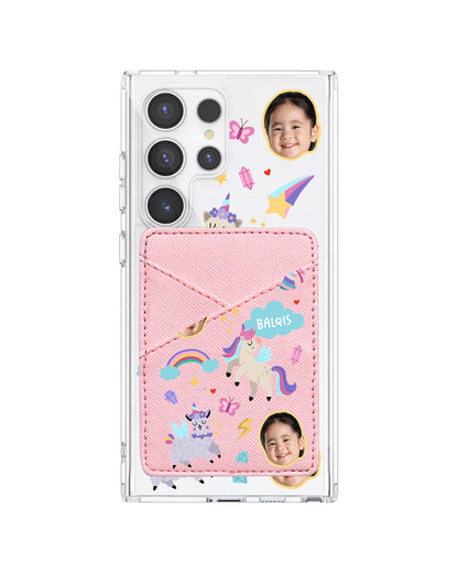 Android Phone Wallet Case - Face Grid Unicorn